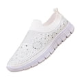 thumbnail image 2 of Womens Mesh Rhinestone Glitter Slip On Orthopedic Sneakers, Ladies Loafers Summer Casual Lightweight and Comfortable Flats Shoes, Breathable Non-Slip Sparkly Walking Shoes Dressy, 39, 2 of 7