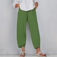 thumbnail image 1 of Women's Summer Comfortable Loose Wide Legged Fashion Solid Color Capris RXIRUCGD Vert, Taille: 4TG, 1 of 5