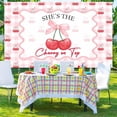 thumbnail image 5 of Cherry on Top Backdrop Cherry Theme Bow First Birthday Photography Background for Girl Pink Gingham Sweet 1st Birthday Party Decorations Banner Photo Booth Props, 5 of 5