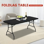 SUGIFT Folding Table 6ft Portable Heavy Duty Plastic Foldable Table for Indoor Outdoor Use (Black)