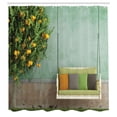 thumbnail image 3 of Ambesonne Vintage Shower Curtain, Wooden Swing in Garden, 69"Wx84"L, Yellow Green, 3 of 5