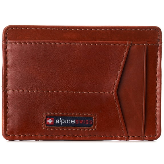 Alpine Swiss Men RFID Safe Minimalist Front Pocket Wallet Leather Thin Card Case