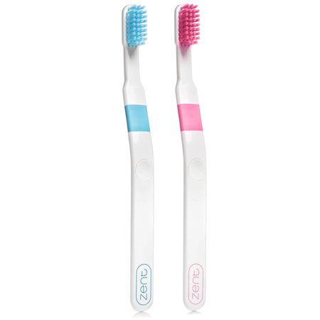 Zent Flex Pressure Sensitive Toothbrush | Periodontal Recommended | Revolutionary and Patented Design for Sensitive Gums or Gum Recession | Zentflex Combo (Blue / Pink)