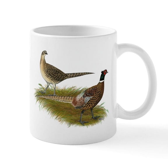 CafePress - Ringneck Pheasant Pair Mug - 11 oz Ceramic Mug - Novelty Coffee Tea Cup
