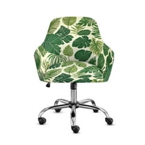 FOR U DESIGNS Palm Leaf Print Dining Chair Slipcovers with Arms, Waterproof Criss Cross Chairs Cover, Vanity Chair Protector, Mid Back Wide Seat Accent Chairs Covers