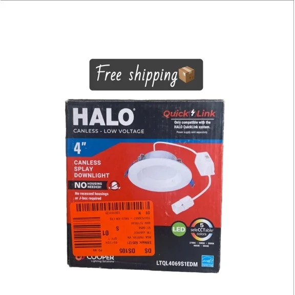 Halo 4" Quick Link, 675 Lumens, Recessed Canless Led-5 Colors-2700K/5000K