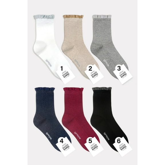Women's Crew Lurex Ankle Socks - 6 Pair Set