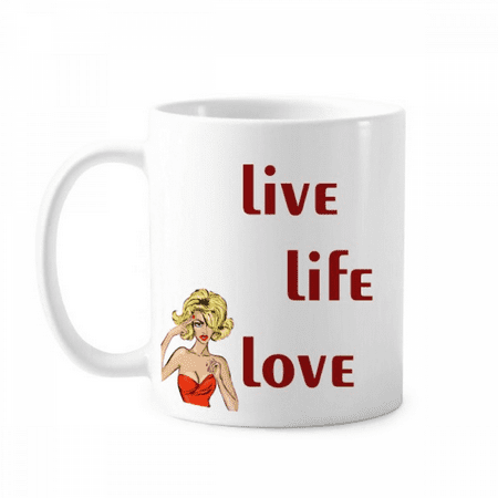

Live Life Love Art Deco Fashion Mug Pottery Cerac Coffee Porcelain Cup Tableware