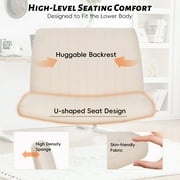 CL.HPAHKL Criss Cross Chair, Modern Height Adjustable Cross Legged Office Chair Armless Fabric Wide Desk Chair No Wheels Swivel Vanity Chairs with Backs for Home Office, Small Space (1, Beige)