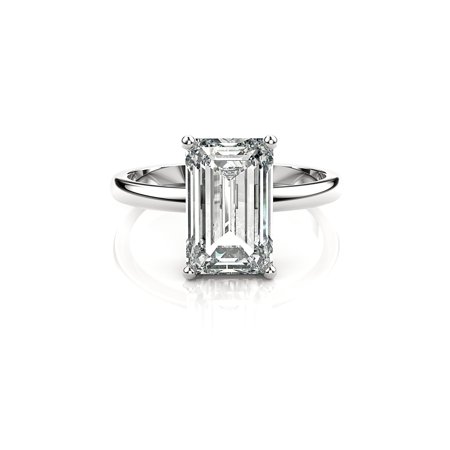 Gia Cert 2.55 Carat Emerald Cut Lab Grown Diamond 14k White Gold Engagement Ring