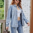 thumbnail image 6 of MaFYtyTPR Women's Denim Jackets Fashion Casual Long Sleeved Button Pocket TurndownCollar Coat with Pocket Slim Comfy Cardigan Jean A-Light Blue M, 6 of 6
