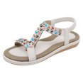 thumbnail image 2 of Women Sandals Under $15, Xunlbb Women's Summer New Floral Elastic Casual Seaside Beach Flat Sandals(White,Size:36), 2 of 3