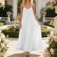 thumbnail image 5 of Yindaity Backless Maxi Dress Women's Spaghetti Strap Maxi Dress Long Formal Thigh-high Slit Club Wedding Guest Dress(White,S), 5 of 7