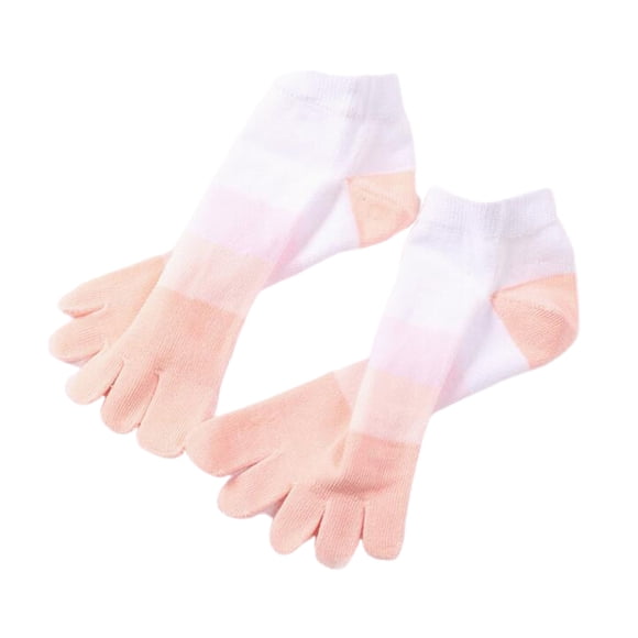 MERIGLARE Chaussettes en Coton pour Femmes Chaussettes à Cinq Doigts Respirantes Sport Cheville Chaussettes Montantes Roses