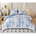 thumbnail image 4 of Koniroom 3Pcs Blue Blossom Comforter Set King Size, Blue Flower Branch on White Bedding Sets for Women, 4 of 12