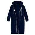 thumbnail image 4 of Longline Zip-Up Hooded Sweatshirt for Women–Soft Tunic Hoodie,Perfect for Casual Wear Cozy Zip-Up Hoodie for Women,Longline Tunic Sweatshirt with Hood,Stylish&Warm Loungewear,Navy M, 4 of 5