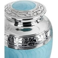 thumbnail image 2 of Trupoint Memorials Hugs and Kisses Beautiful Light Blue Child's Cremation Urn for Human Ashes - for a Lost Son or Baby Boy - with Velvet Bag, 2 of 6
