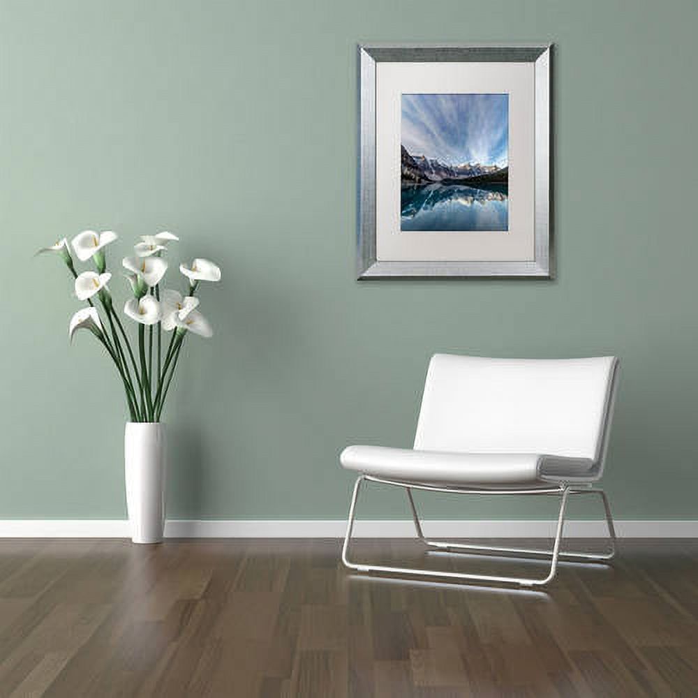 Trademark Fine Art 'Moraine Lake Sky' Canvas Art by Pierre Leclerc, White Matte, Silver Frame