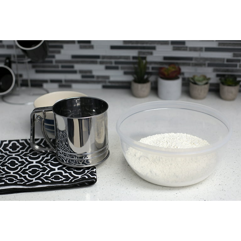  Natizo Stainless Steel 3-Cup Flour Sifter - Lid and Bottom  Cover - No More Mess In Your Kitchen : Home & Kitchen