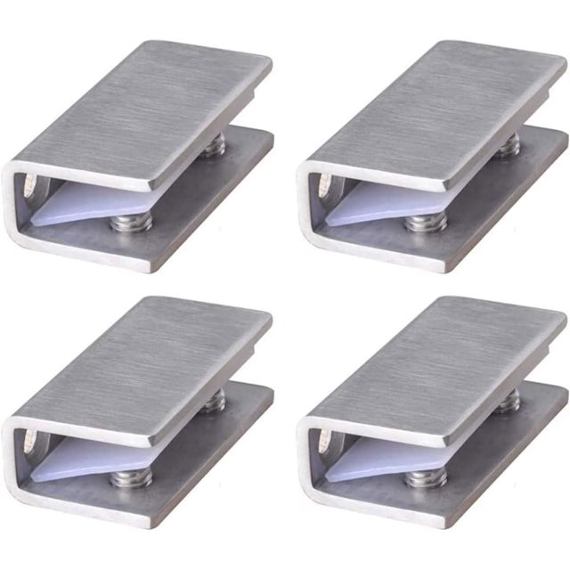 4Pcs Stainless Steel Glass Shelf Clip Support Adjustable 304 Stainless Steel Glass Shelf Holder 0.3" to 0.5"/ 8 to 12mm Thick