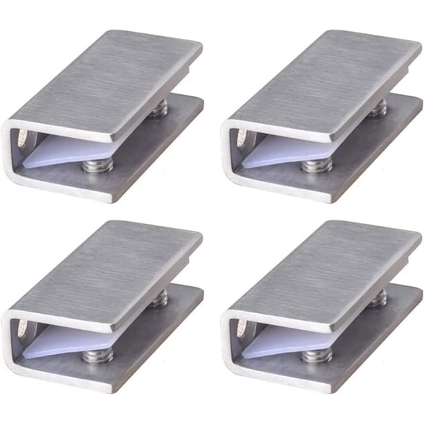4Pcs Stainless Steel Glass Shelf Clip Support Adjustable 304 Stainless Steel Glass Shelf Holder 0.3" to 0.5"/ 8 to 12mm Thick