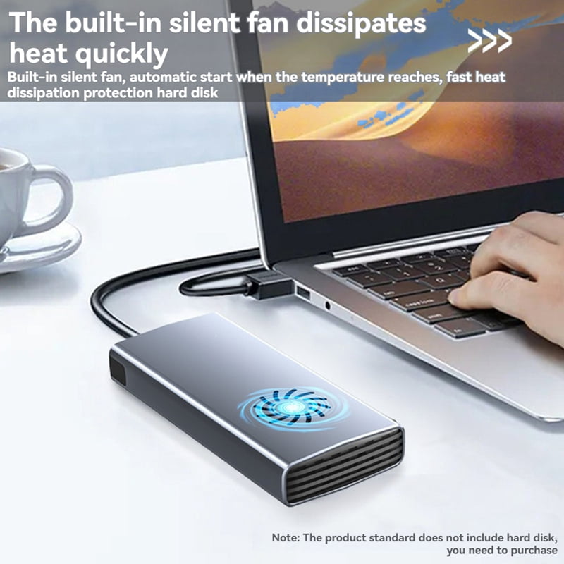 20Gbps M.2 SSD Enclosure with Cooling Fan USB-C 3.1 Dual Protocol High-Speed External Hard Drive Case for 2242 2260 2280
