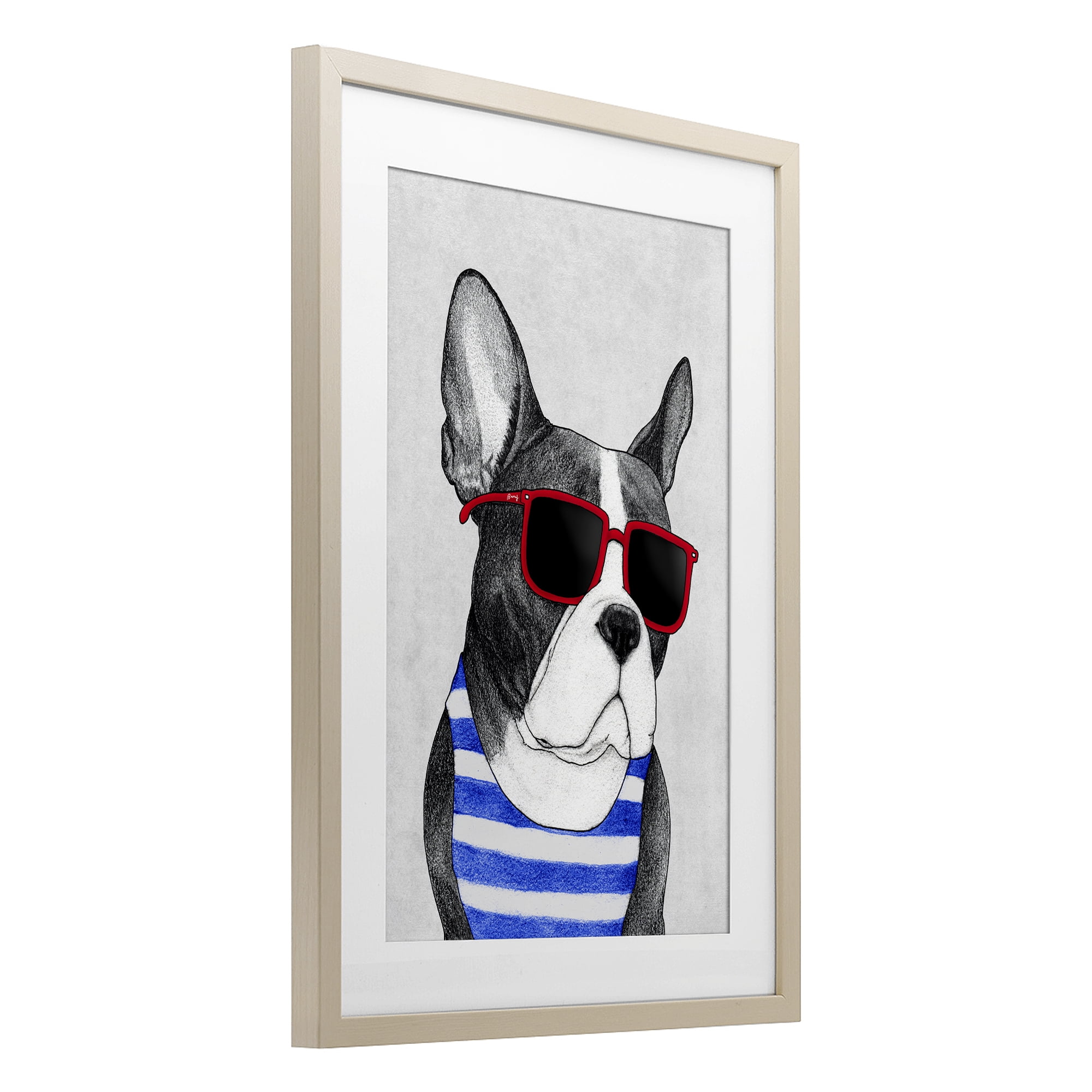 Stupell Industries Frenchie Summer Style Birch Framed Print Under Glass, design by Barruff