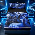thumbnail image 2 of Erosebridal Dirt Bike Sport Zipper Queen Comforter Set with Fitted Sheet and 2 Pillowcases for Boys Men, Blue Graffiti Streak Print Zipper Bedding Set, Black Reversible, 4-Piece, 2 of 7