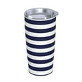thumbnail image 2 of Kll Navy Blue And White Stripes Stainless Stainless Steel Vacuum Insulated Coffee Cup 20 Oz Lids And Straws,1 Metal Straws,1 Cleaning Brush, 2 of 9