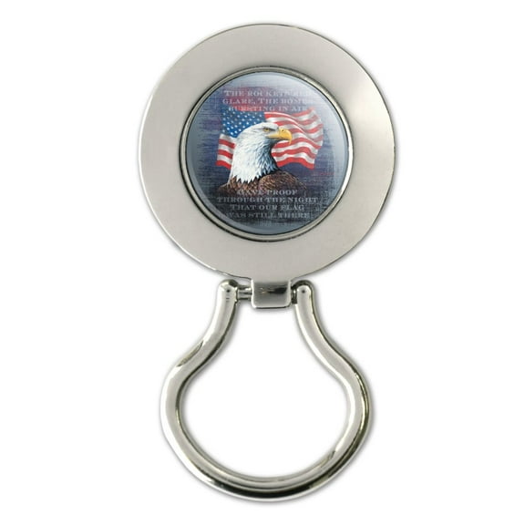 Patriotic Eagle Rockets Red Glare American Flag Magnetic Metal Eyeglass ID Badge Holder