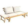 thumbnail image 5 of Topbuy Outdoor Folding Daybed Patio Acacia Wood Convertible Couch Sofa Bed White, 5 of 7
