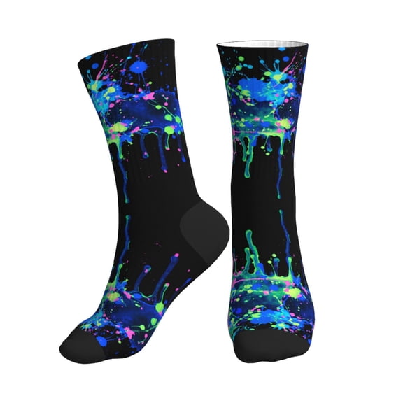 Unisex Blue Neon Paint Splatter Novelty Ankle Socks Colorful ComfortSoft Lightweight Sports Athletic Socks