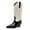 Black White, variant on FSJ Women Retro Western Cowboy Knee High Boots Wide Calf Cowgirl Boots Pointed Toe Low Stacked Heel Pull On Tall Boot Shoes Size 8 Pink