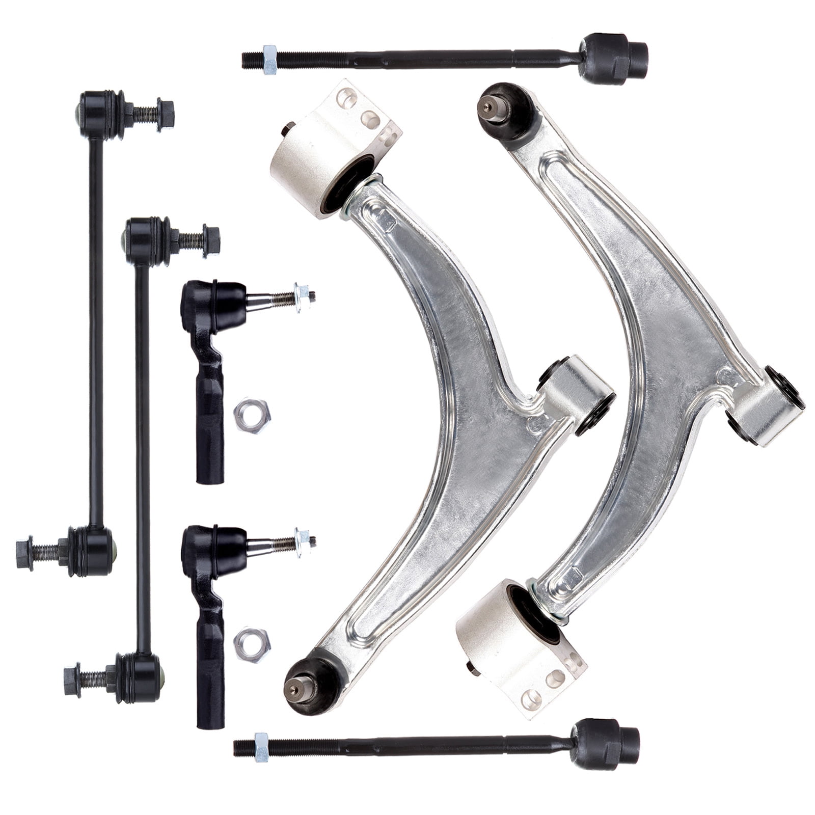 ECCPP Control Arm Kit 04 05 06 07 08 09 For Chevy For Malibu 05 06 07 08 09 10 For Pontiac G6 07 08 09 For Saturn Aura - Inner Tie Rod Ends Lower Control Arms Outer Tie Rod Ends Front Sway Bar Links