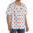 thumbnail image 4 of Fotbe Red Blue Polka Dots print Short Sleeve Button Down Shirts for Men Casual Summer Beach Wrinkle Free Shirt-Large, 4 of 7