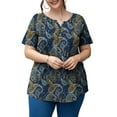 thumbnail image 3 of a.Jesdani Womens Plus Size Tunic Tops Short Sleeve Casual Floral Henley Shirts m-4x, 3 of 11