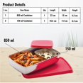 thumbnail image 3 of Boîte à Lunch Compacte en Acier Inoxydable - Rouge, 150 Ml+850 ml / Deux Compartiments avec Couvercle Hermétique - Résistante aux Fuites, Compatible Micro-Ondes, 3 of 5