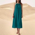 thumbnail image 2 of Miluxas Summer Dresses for Women Sleevless V Neck Boho Sundress Flowy Long Maxi Dress Beach Outfits Green XL(XL), 2 of 7