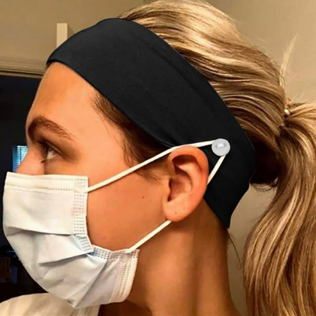 Button Headband Facemask Holder Wearing a Mask - Protect Your Ears With Headband