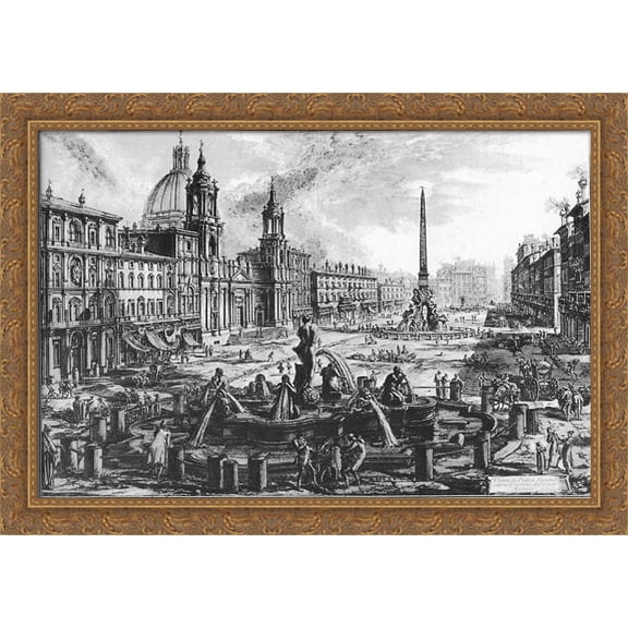 Vedute di Roma 40x28 Large Gold Ornate Wood Framed Canvas Art by Giovanni Battista Piranesi