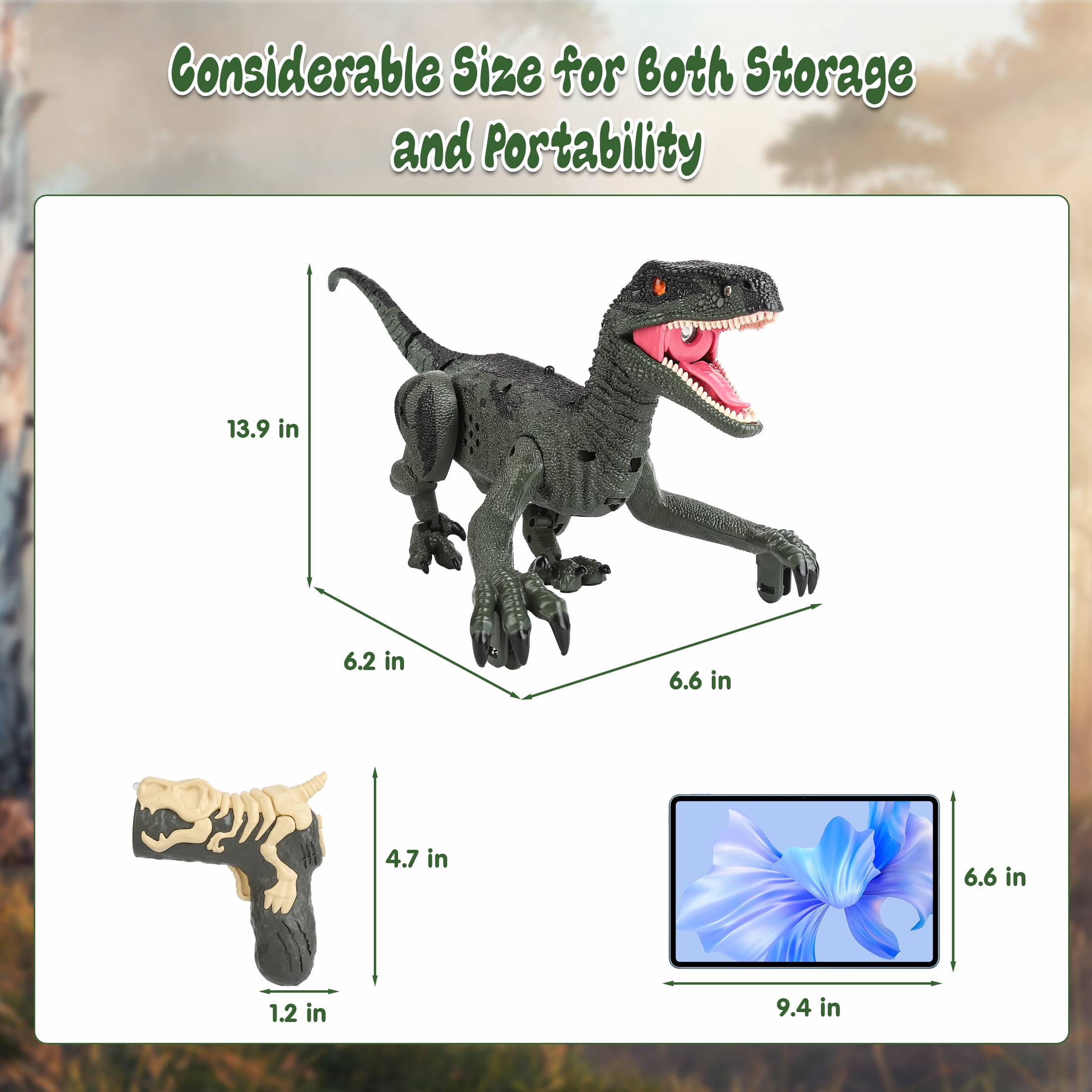 Remote Control Dinosaur, Realistic Dinosaur Toys for Kids 3-6, Rechargeable Walking Robot Dinosaur Jurassic Toys, 2.4GHZ RC Dinosaur Toys with Sound & Spray for Christmas Boys Girls 3+