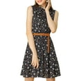 thumbnail image 3 of MODA NOVA Juniors Printed Half Placket Sleeveless Belted Dress, 3 of 6