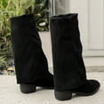 thumbnail image 4 of Viluyesy Womens Wide Calf Boots, Pull-On Chunky Heels Round Toe Fashion Knee High Suede Boots Black, 4 of 9
