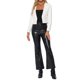 thumbnail image 2 of CHAQUETA DE MUJER INSPIRE CHIC, CORTA, SIN COLLAR, DE CUERO SINTÉTICO, ABIERTO EN FRONTAL, CHAQUETAS DE MOTO BIKER, TALLA XS, BLANCA, 2 of 6