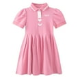 thumbnail image 4 of Juslio Dresses for Girls Round Neck Kids Flower Clothing Short Sleeve Solid Casual Girl Dress, 4 of 6