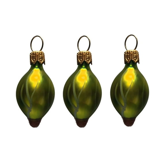 Pinnacle Peak Trading Green Gooseberries Polish Glass Christmas Tree Ornament Set of 3 Fruit Food