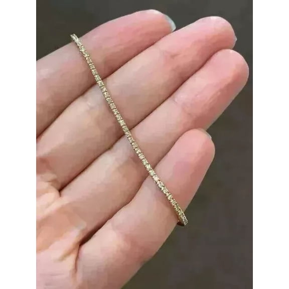 4Ct Round Cut Lab Created Diamond Women's 14K Yellow Gold Plated Tennis Bracelet