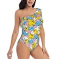 thumbnail image 3 of Zufioo Colorful Duck Print One-shoulder Ruffled One-piece Swimsuit, High Elastic Integrated Removable Chest Pad Swimsuit Suitable for Beach, Pool and Vacation-X-Large, 3 of 6