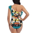 thumbnail image 5 of Haiem I Love Sushi Women's One Piece Swimsuits Tummy Control One Shoulder Bathing Suits Ruffle Swimwear-Small, 5 of 8