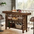 thumbnail image 6 of Tribesigns Home Bar Unit, Modern 2-Tier Bar Table with Footrest, Corner Mini Coffee Bar Cabinet for Home Kitchen Pub, Brown, 6 of 8